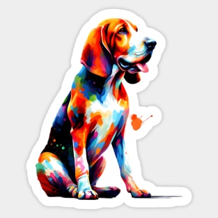 Artistic American English Coonhound in Colorful Splash Style Sticker